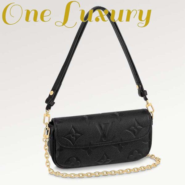 Replica Louis Vuitton Women LV Wallet On Chain Ivy Black Monogram Embossed Supple Grained Cowhide Leather