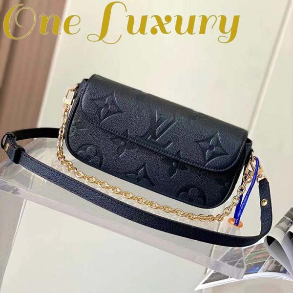 Replica Louis Vuitton Women LV Wallet On Chain Ivy Black Monogram Embossed Supple Grained Cowhide Leather 3