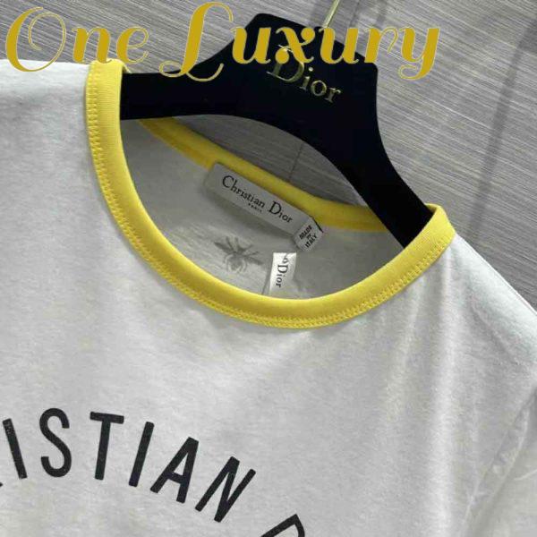 Replica Dior Women T-shirt White Cotton Jersey with Fluorescent Yellow D-Jungle Pop Motif 7
