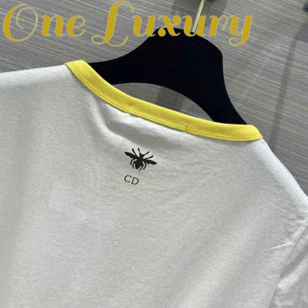 Replica Dior Women T-shirt White Cotton Jersey with Fluorescent Yellow D-Jungle Pop Motif 8