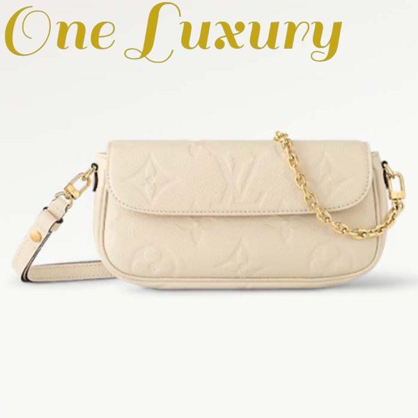 Replica Louis Vuitton Women LV Wallet On Chain Ivy Cream Monogram Embossed Supple Grained Cowhide Leather