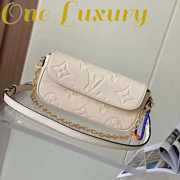 Replica Louis Vuitton Women LV Wallet On Chain Ivy Cream Monogram Embossed Supple Grained Cowhide Leather 3
