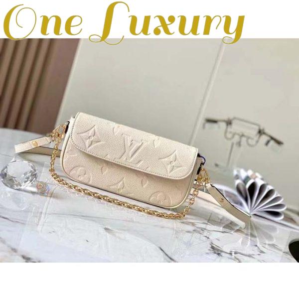 Replica Louis Vuitton Women LV Wallet On Chain Ivy Cream Monogram Embossed Supple Grained Cowhide Leather 4