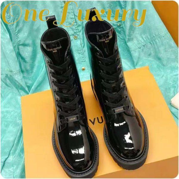 Replica Louis Vuitton LV Women Territory Flat Ranger Black Patent Calf Leather Treaded Rubber 5