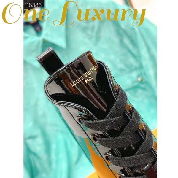 Replica Louis Vuitton LV Women Territory Flat Ranger Black Patent Calf Leather Treaded Rubber 9