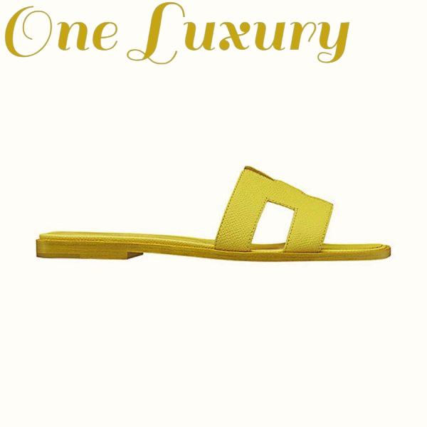 Replica Hermes Women Oran Sandal Epsom Calfskin Iconic “H” Cut-Out-Yellow 2