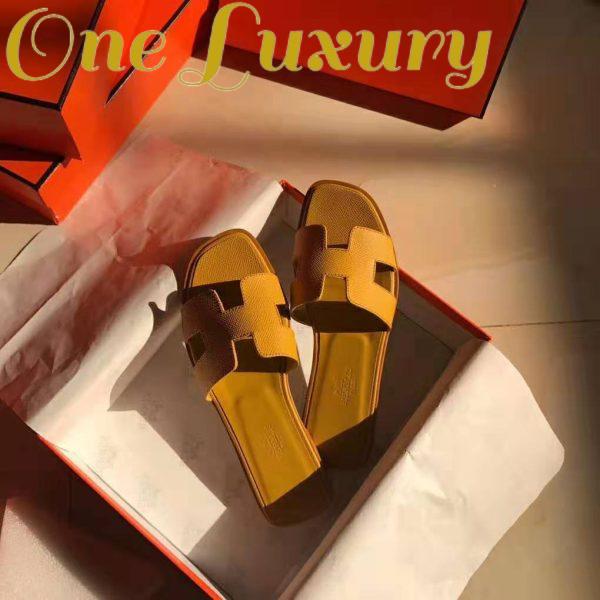 Replica Hermes Women Oran Sandal Epsom Calfskin Iconic “H” Cut-Out-Yellow 3