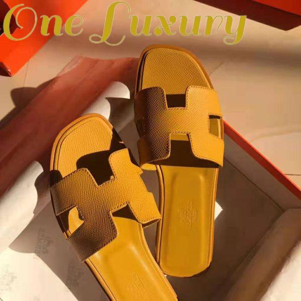 Replica Hermes Women Oran Sandal Epsom Calfskin Iconic “H” Cut-Out-Yellow 4
