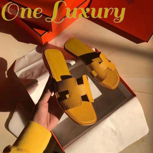Replica Hermes Women Oran Sandal Epsom Calfskin Iconic “H” Cut-Out-Yellow 5