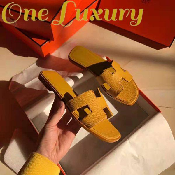 Replica Hermes Women Oran Sandal Epsom Calfskin Iconic “H” Cut-Out-Yellow 6