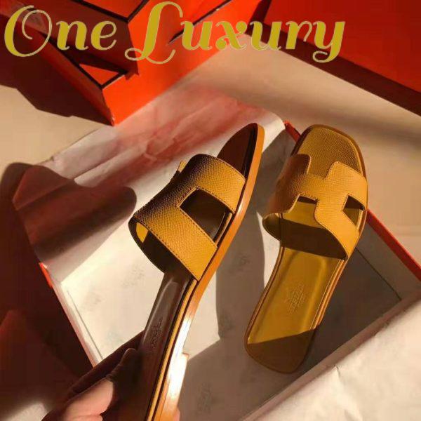 Replica Hermes Women Oran Sandal Epsom Calfskin Iconic “H” Cut-Out-Yellow 7