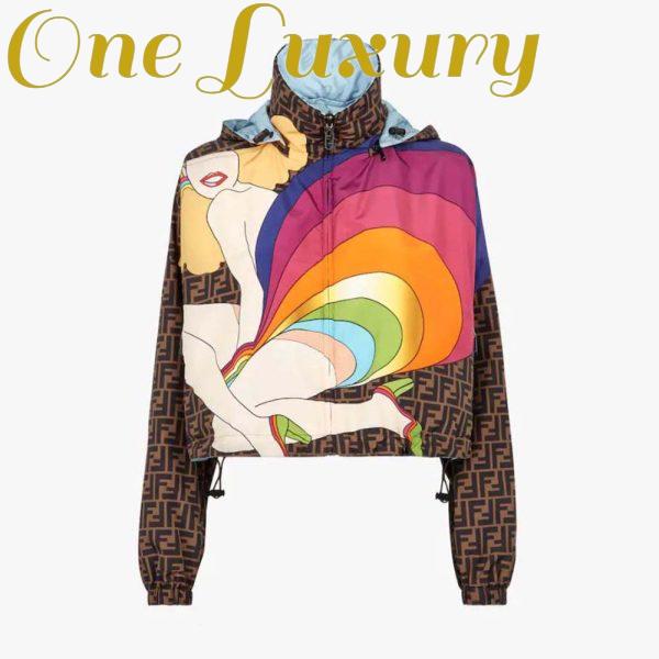 Replica Fendi Women Windbreaker Multicolor Nylon Jacket-Brown