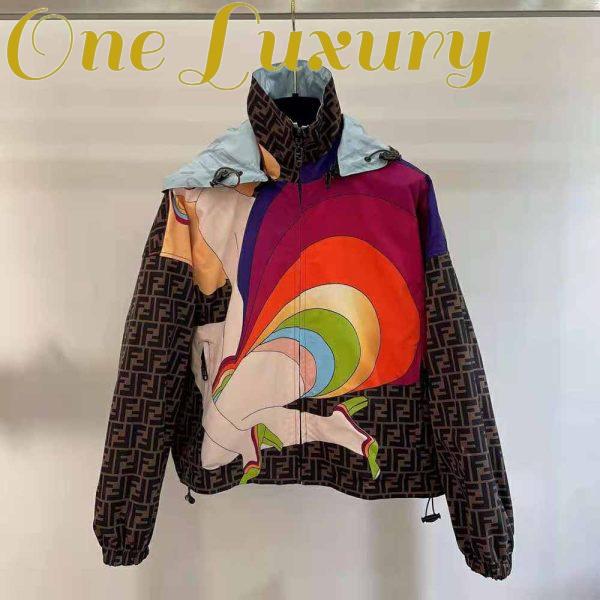 Replica Fendi Women Windbreaker Multicolor Nylon Jacket-Brown 3