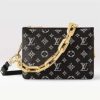 Replica Louis Vuitton LV Women Coussin BB Handbag Black Glass Beads Polyester Satin