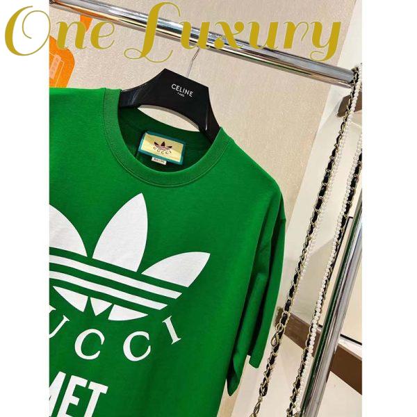 Replica Gucci GG Men Adidas x Gucci Cotton Jersey T-Shirt Green Jersey Crewneck Oversize Fit 7