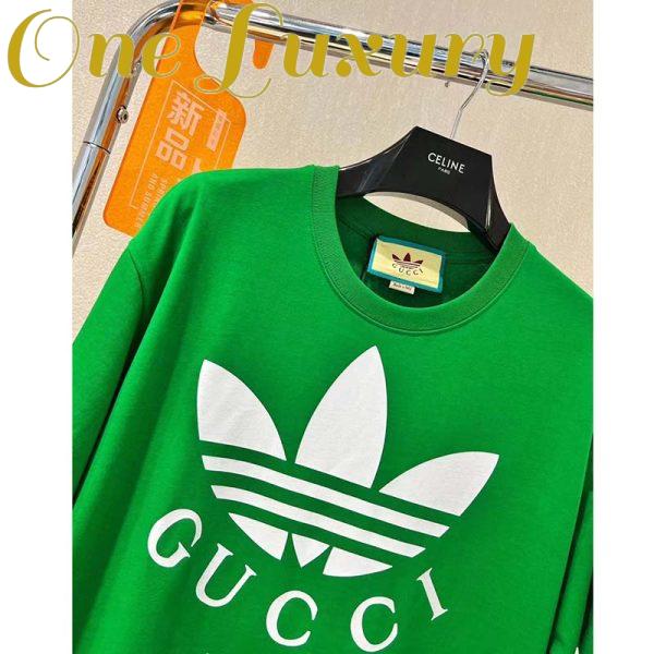 Replica Gucci GG Men Adidas x Gucci Cotton Jersey T-Shirt Green Jersey Crewneck Oversize Fit 8