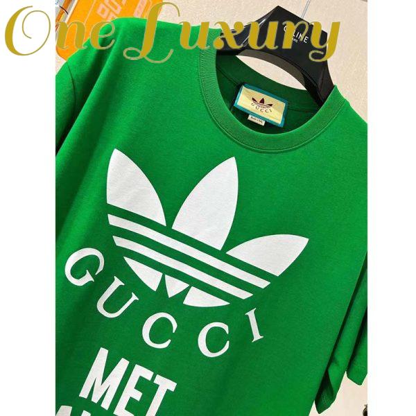 Replica Gucci GG Men Adidas x Gucci Cotton Jersey T-Shirt Green Jersey Crewneck Oversize Fit 9