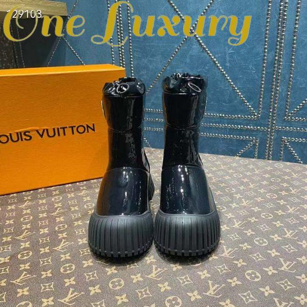 Replica Louis Vuitton Unisex LV Ruby Flat Half Boot Black Vinyl Elastic Stopper Rubber 7