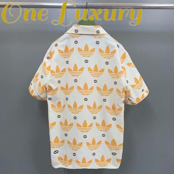 Replica Gucci GG Men Adidas x Gucci Trefoil Print Bowling Shirt Yellow Fully Lined Viscose 7