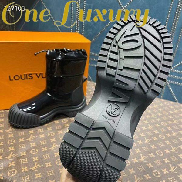 Replica Louis Vuitton Unisex LV Ruby Flat Half Boot Black Vinyl Elastic Stopper Rubber 11