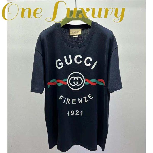 Replica Gucci GG Men Cotton Jersey ‘Gucci Firenze 1921’ T-Shirt Crewneck Oversize Fit 5