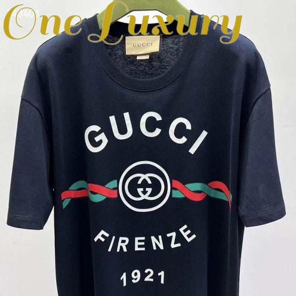 Replica Gucci GG Men Cotton Jersey ‘Gucci Firenze 1921’ T-Shirt Crewneck Oversize Fit 6