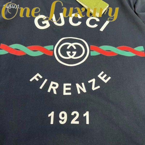 Replica Gucci GG Men Cotton Jersey ‘Gucci Firenze 1921’ T-Shirt Crewneck Oversize Fit 8