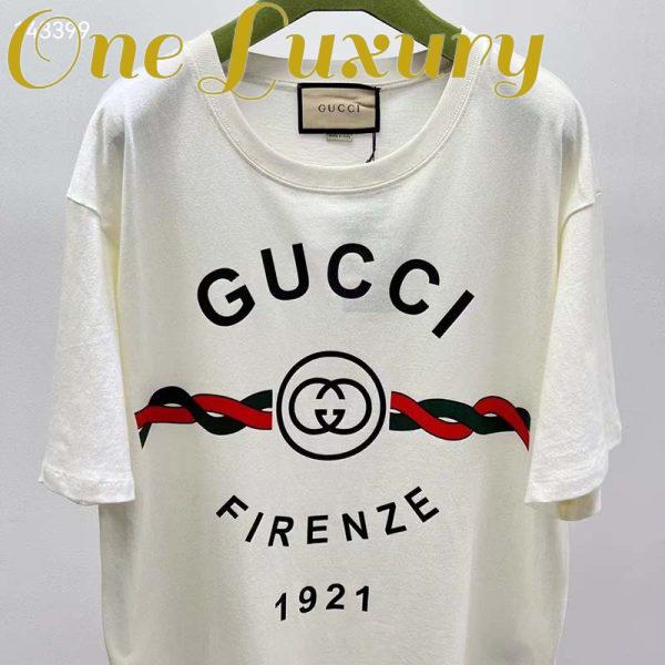 Replica Gucci GG Men Cotton Jersey ‘Gucci Firenze 1921’ White T-Shirt Crewneck Oversize Fit 5