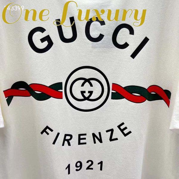 Replica Gucci GG Men Cotton Jersey ‘Gucci Firenze 1921’ White T-Shirt Crewneck Oversize Fit 7