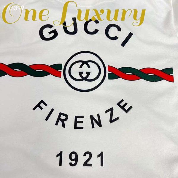 Replica Gucci GG Men Cotton Jersey ‘Gucci Firenze 1921’ White T-Shirt Crewneck Oversize Fit 8
