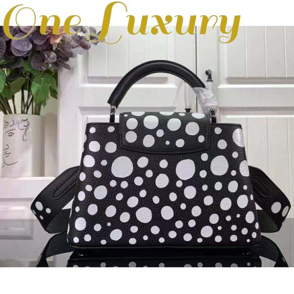 Replica Louis Vuitton Women LV x YK Capucines BB Black White Taurillon Bull Calf Leather Infinity Dots Print 4