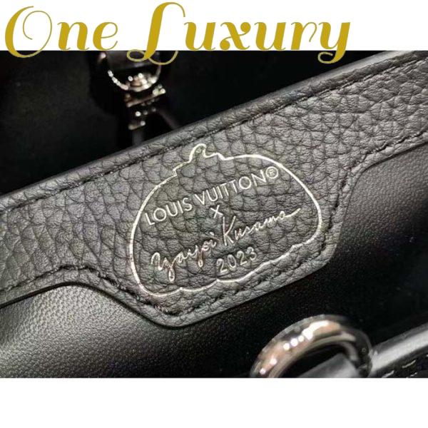 Replica Louis Vuitton Women LV x YK Capucines BB Black White Taurillon Bull Calf Leather Infinity Dots Print 9