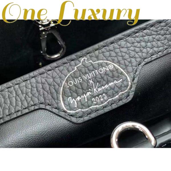 Replica Louis Vuitton Women LV x YK Capucines BB Black White Taurillon Bull Calf Leather Infinity Dots Print 10