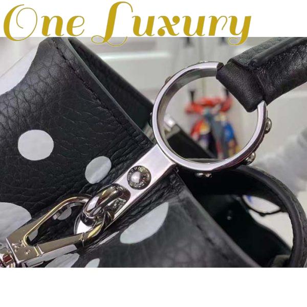 Replica Louis Vuitton Women LV x YK Capucines BB Black White Taurillon Bull Calf Leather Infinity Dots Print 11