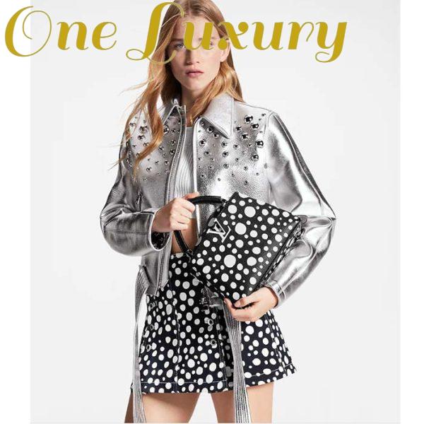 Replica Louis Vuitton Women LV x YK Capucines BB Black White Taurillon Bull Calf Leather Infinity Dots Print 13