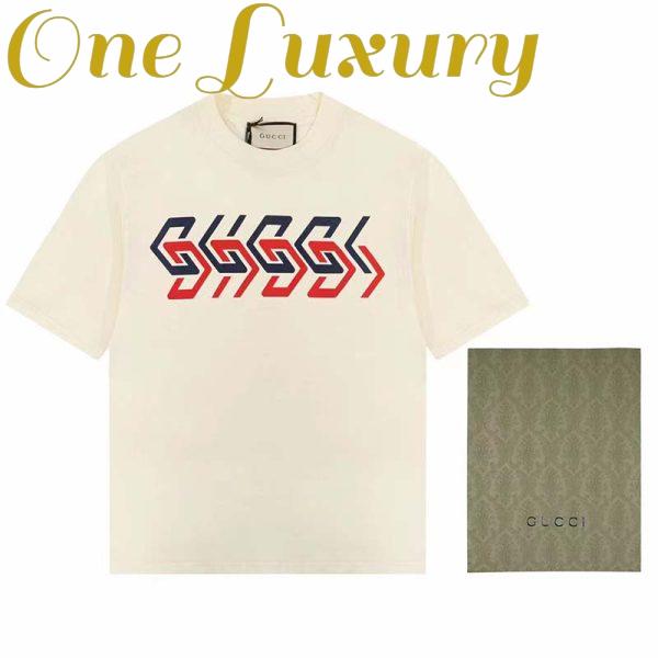 Replica Gucci GG Men Cotton Jersey T-Shirt Beige Gucci Mirror Print Crewneck Oversize Fit 3