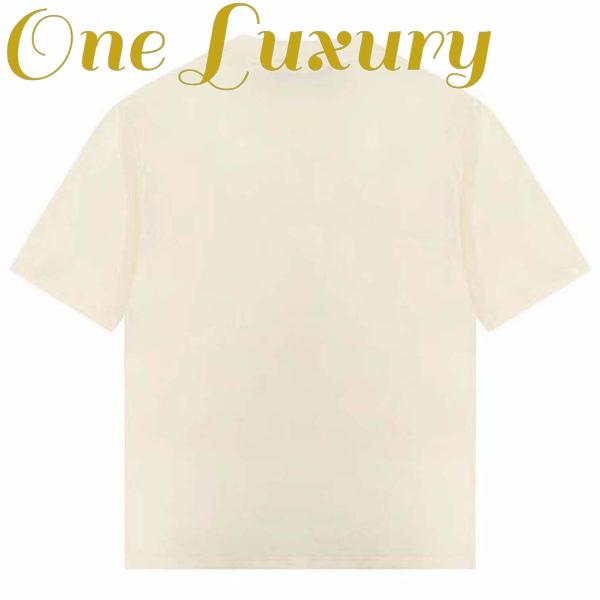 Replica Gucci GG Men Cotton Jersey T-Shirt Beige Gucci Mirror Print Crewneck Oversize Fit 4