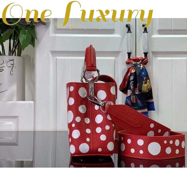 Replica Louis Vuitton Women LV x YK Capucines Mini Red Taurillon Bull Calf Leather Infinity Dots Print 5