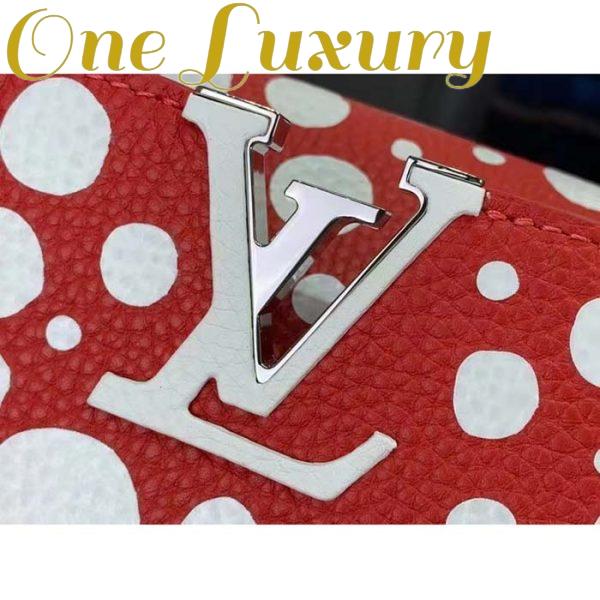 Replica Louis Vuitton Women LV x YK Capucines Mini Red Taurillon Bull Calf Leather Infinity Dots Print 8
