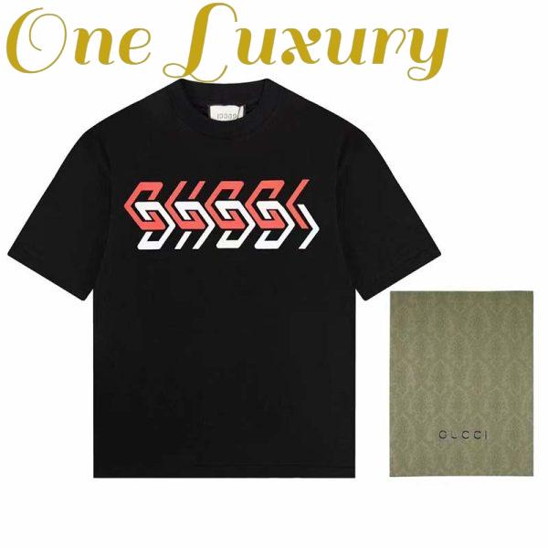 Replica Gucci GG Men Cotton Jersey T-Shirt Black Gucci Mirror Print Crewneck Oversize Fit 3