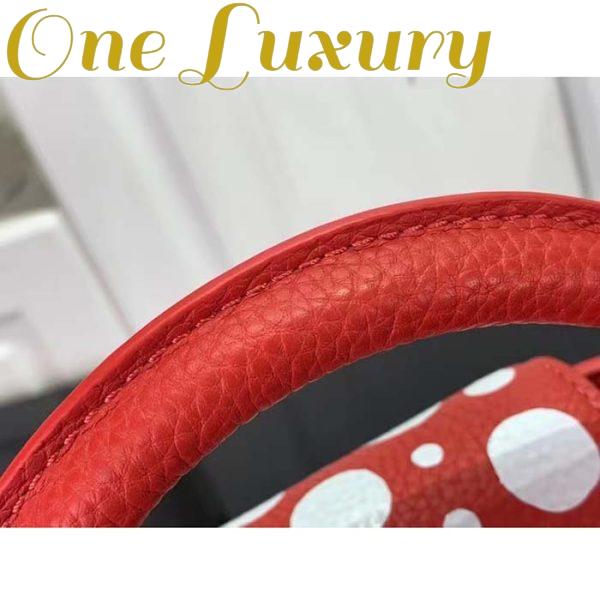 Replica Louis Vuitton Women LV x YK Capucines Mini Red Taurillon Bull Calf Leather Infinity Dots Print 9