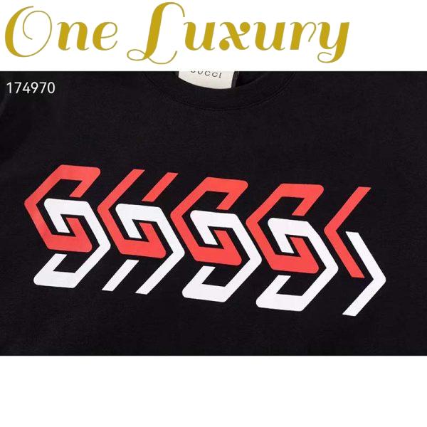 Replica Gucci GG Men Cotton Jersey T-Shirt Black Gucci Mirror Print Crewneck Oversize Fit 5