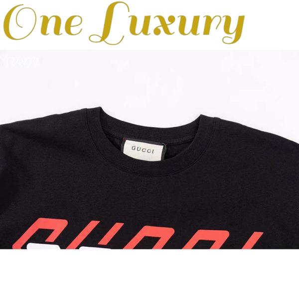 Replica Gucci GG Men Cotton Jersey T-Shirt Black Gucci Mirror Print Crewneck Oversize Fit 7