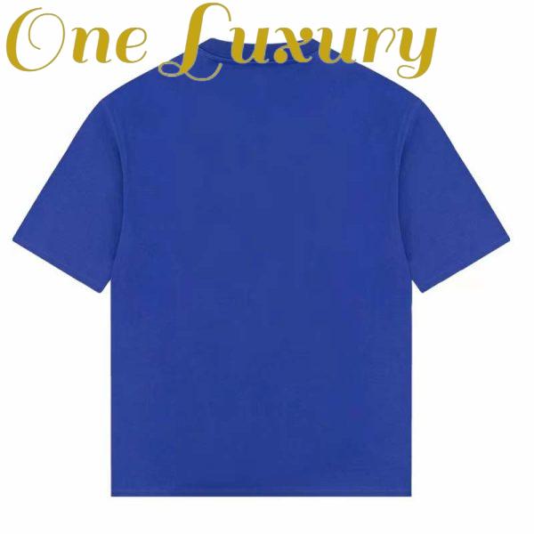 Replica Gucci GG Men Cotton Jersey T-Shirt Blue Gucci Mirror Print Crewneck Oversize Fit 4