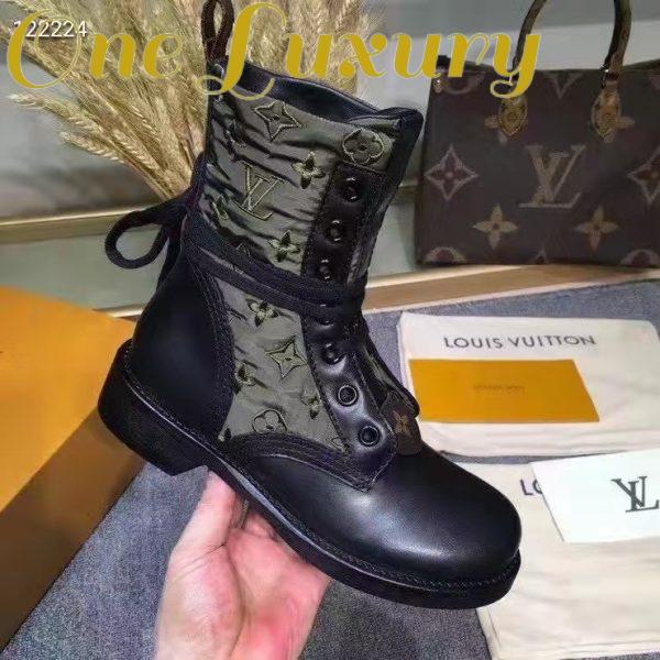 Replica Louis Vuitton Women Laureate Platform Desert Boot Embroidered Nylon Suede Calf Leather 9
