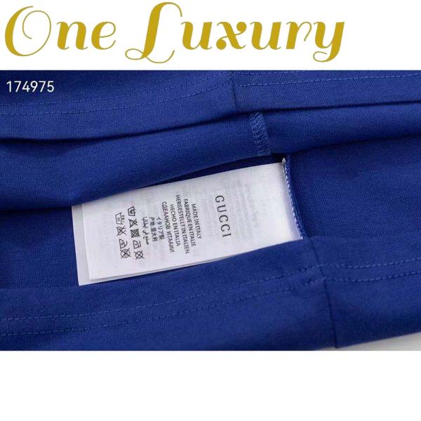 Replica Gucci GG Men Cotton Jersey T-Shirt Blue Gucci Mirror Print Crewneck Oversize Fit 10