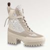 Replica Louis Vuitton Women Laureate Platform Desert Boot Embroidered Nylon Suede Calf Leather 10