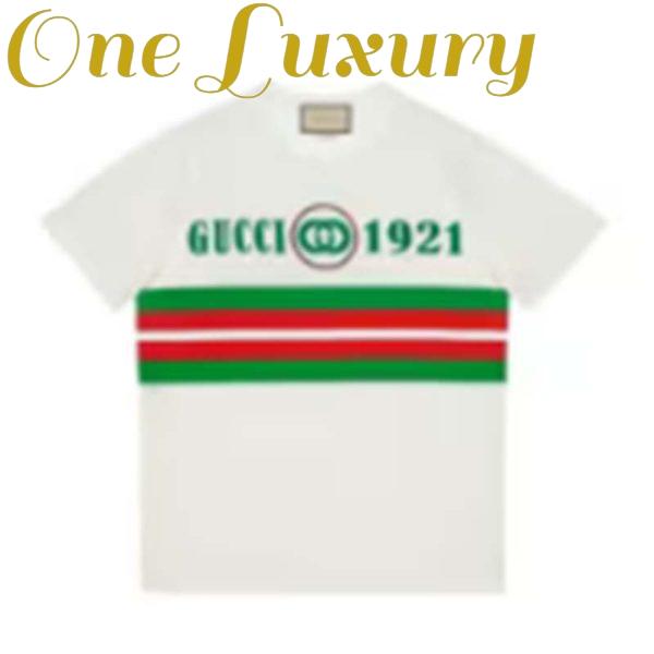 Replica Gucci GG Men Cotton T-Shirt White Cotton Jersey Crewneck Oversize Fit 2