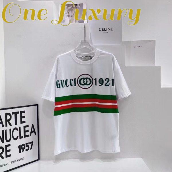 Replica Gucci GG Men Cotton T-Shirt White Cotton Jersey Crewneck Oversize Fit 3