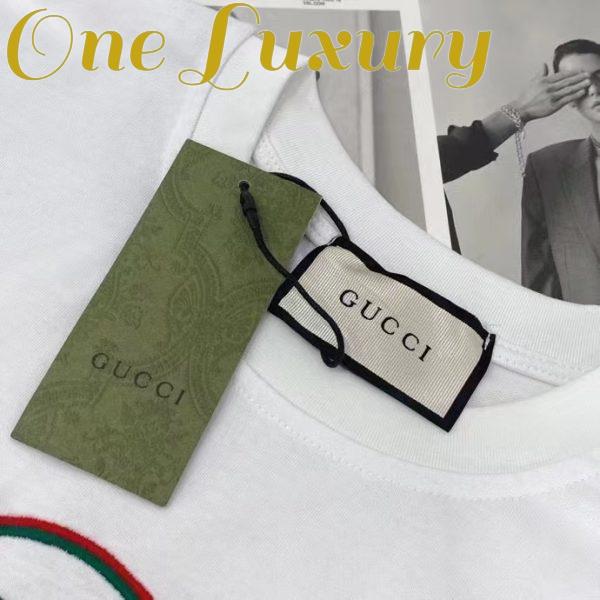 Replica Gucci GG Men Cotton T-Shirt White Cotton Jersey Crewneck Oversize Fit 10